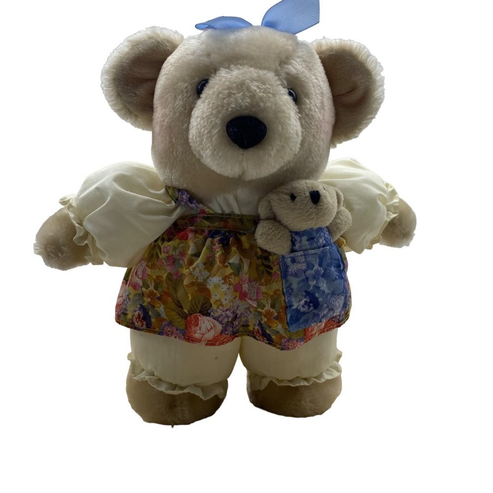 Vintage Hallmark Chrysantha Mom‎ & Sweet Pea Baby Stuffed Bear Animal Plush 10"